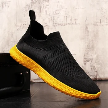 

Summer New Breathable Mesh Casual Shoes Lightweight Non-slip Flat Shoes Fying woven socks Shoes chaussures pour hommes