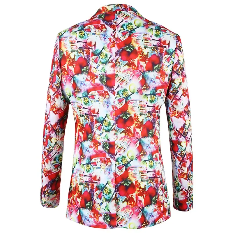 PAULKONTE Wine Glass Love Print Mostly Male Blazer Fashion High Quality Nightclub Party Wedding Slim Fit Man's Jacket