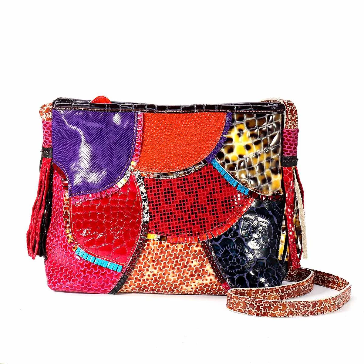 

luxury Handbag And Purses Women Genuine Leather Crossbody Bag Female Patchwork Stitching Shoulder Messenger Bags Random Color