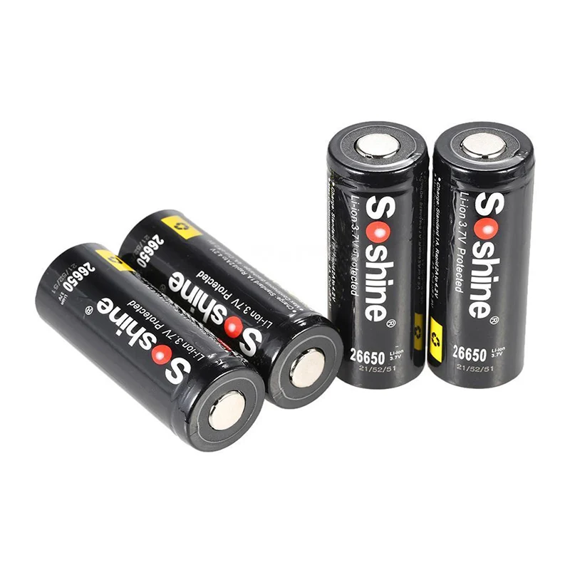 Soshine 4x 26650 3.7V 5500mAh Li-ion Rechargeable Battery with PCB Protection | Электроника