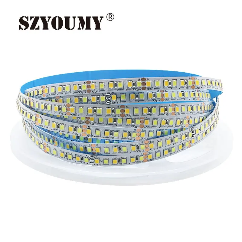 SZYOUMY 2835 CCT Светодиодная лента 180 светодиодный s/m CW/WW двойной белый цвет температура Регулируемая гибкая лента 16.5фт 5 м 12 в 24 в двойной цвет