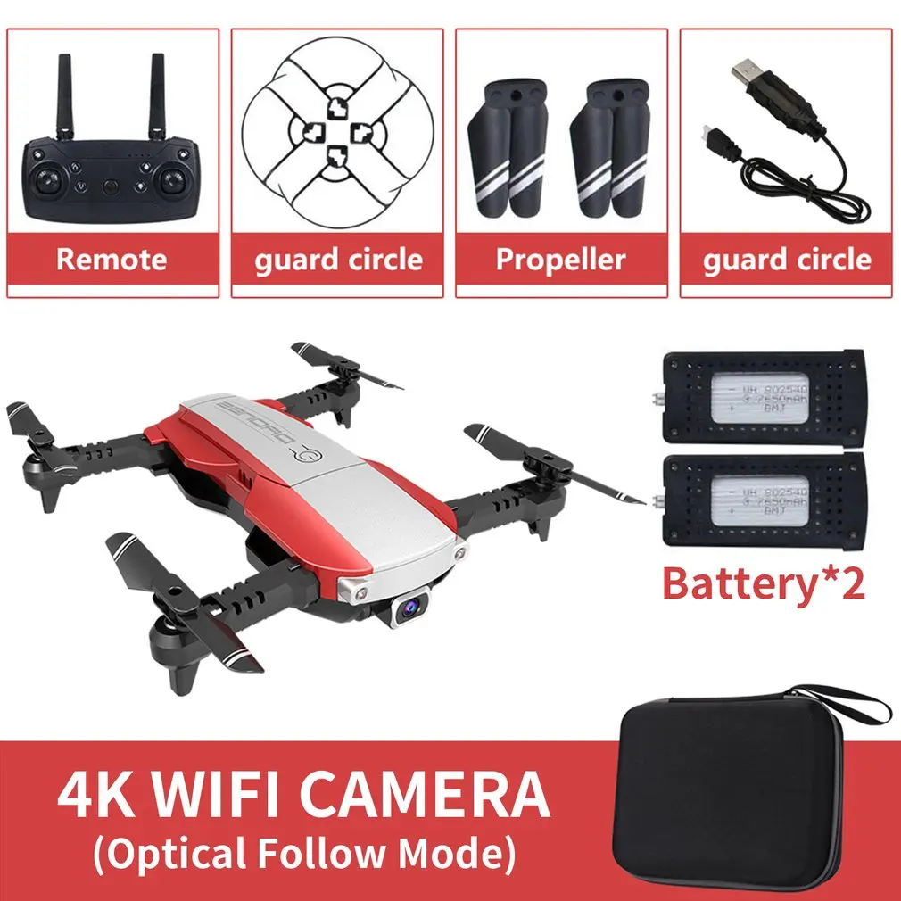 LANSENXI-NVO Квадрокоптер с HD 1080 P/4 K камерой Дрон с GPS 2,4G Wifi FPV RC Дрон в режиме реального времени Трансмиссия самолет игрушка - Цвет: Red 4K 2Battery