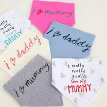 I Love Mom Dad детские нагрудники банданы детские водонепроницаемые для кормления детский слюнявчик полотенце с принтом для новорожденных водонепроницаемые фартуки