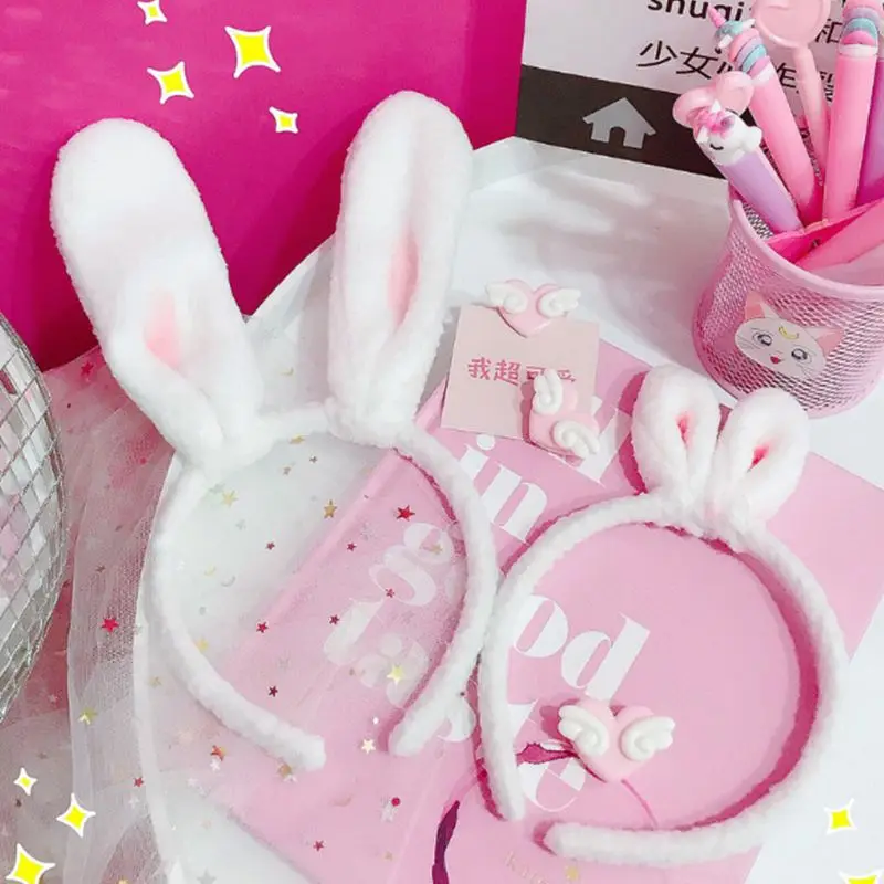 

Japanese Women Girls Cute Rabbit Bunny Ears Headband Plush Cloth Cosplay Animal Costume Hair Hoop Thicken Night Party Headpiece
