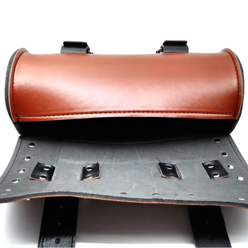 Universal Motorycle Brown PU Leather Tool Bag For Harley Dyna Sportster Fatboy FLSTF Road King Touring/Kawasaki VN 900 1500 1600