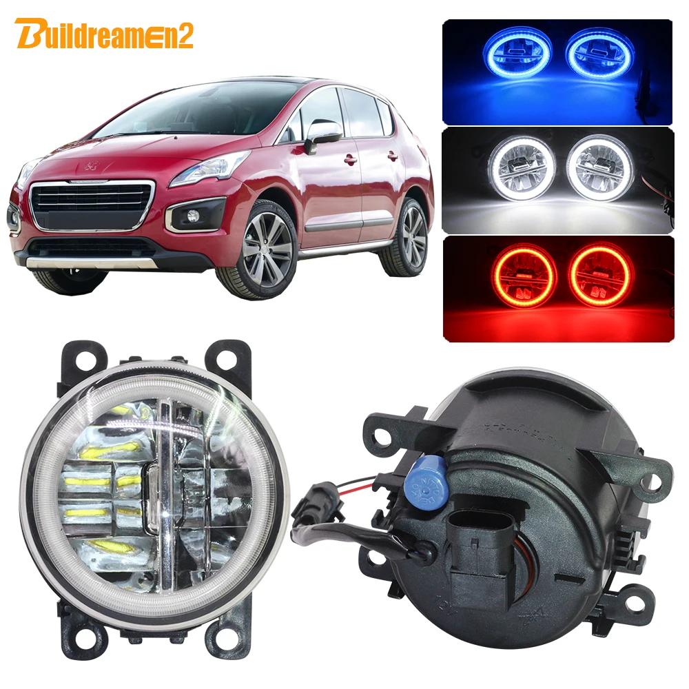 

Buildreamen2 Car Accessories 4000LM LED Fog Light Angel Eye Daytime Running Light DRL H11 12V For Peugeot 3008 MPV 2009-2013