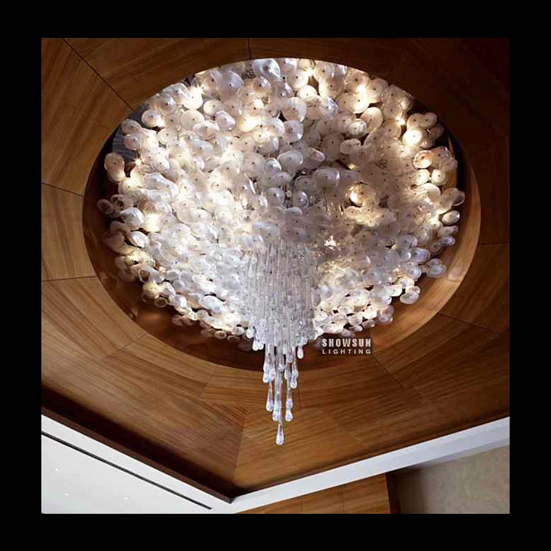 Customize Model Ceiling Decoration Lights Indoor Lighting Stainless Steel Glass Chandeliers For Lobby | Освещение