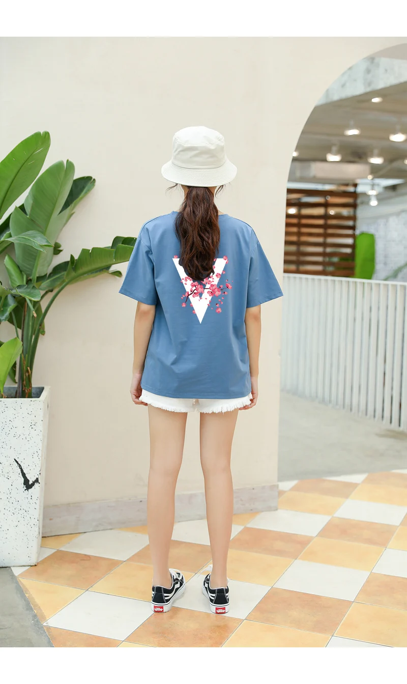 Summer Tops T Shirt Women Cotton Floral Print Short Sleeve Funny Cute Tee T-shirt Femme Harajuku Loose Casual Streetwear Clothes (14)