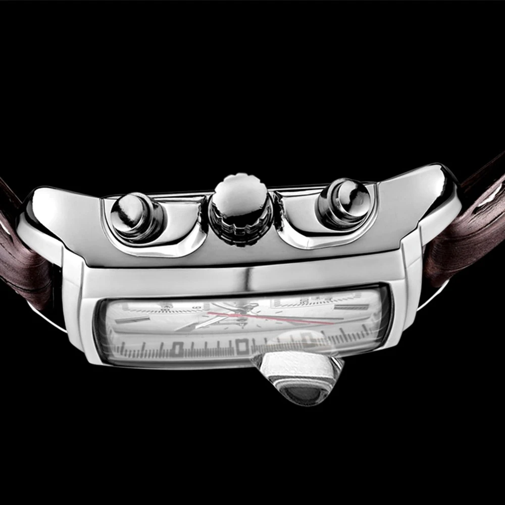 Megir rectangle Luxury Top brand Quartz Watch Men Leather business wrist Watch chronograph waterproof Quartz-watch Male