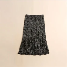Женские летние тонкие шелковые юбки-трубы/юбки-русалки, Женские Дышащие шелковые юбки больших размеров, женские шелковые юбки Falda, женские шелковые юбки в горошек