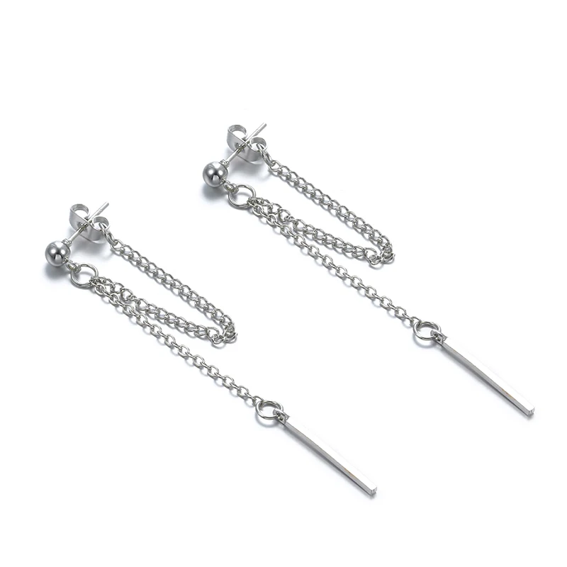

Korean Version Of Fashion Jewelry statement Tassel Retro Long Earrings Chain Metal Geometric Dangle Earrings Wholesale