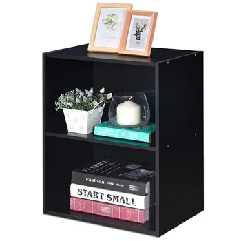 

2 Tier Open Storage Cabinet for Nightstand and Sofa Side 2 large-capacity Storage Spaces MDF p2 Veneer Anti-wear HW60188
