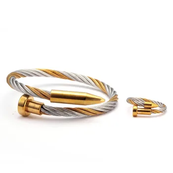

Luxury Brand Chain Link Sporty Men Women Charm Bracelets Stainless Steel Braided Open Fashion Cuff Bullet Bangles