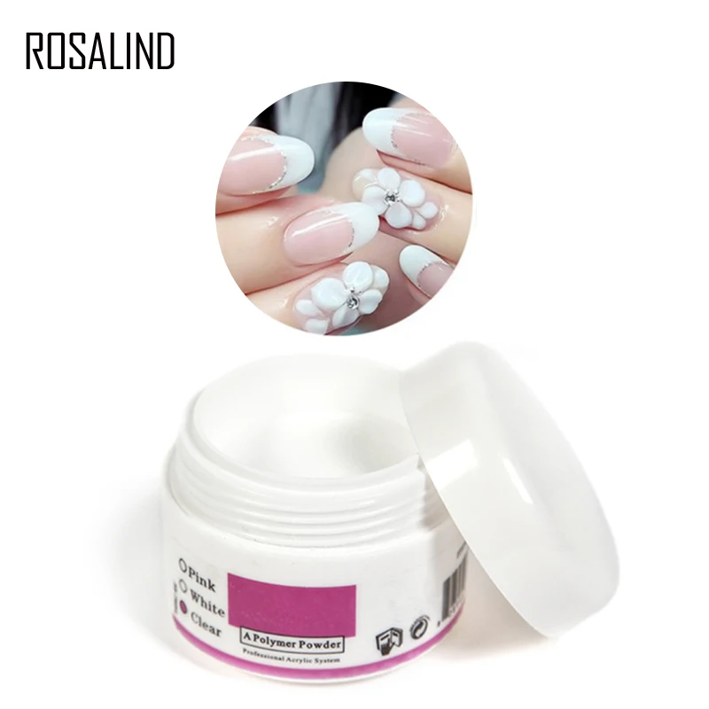 

ROSALIND Acrylic Powder Crystal Nail Polymer Nail Art Tips Tools Decoration Manicure White Clear Pink 3Colors Top Quality