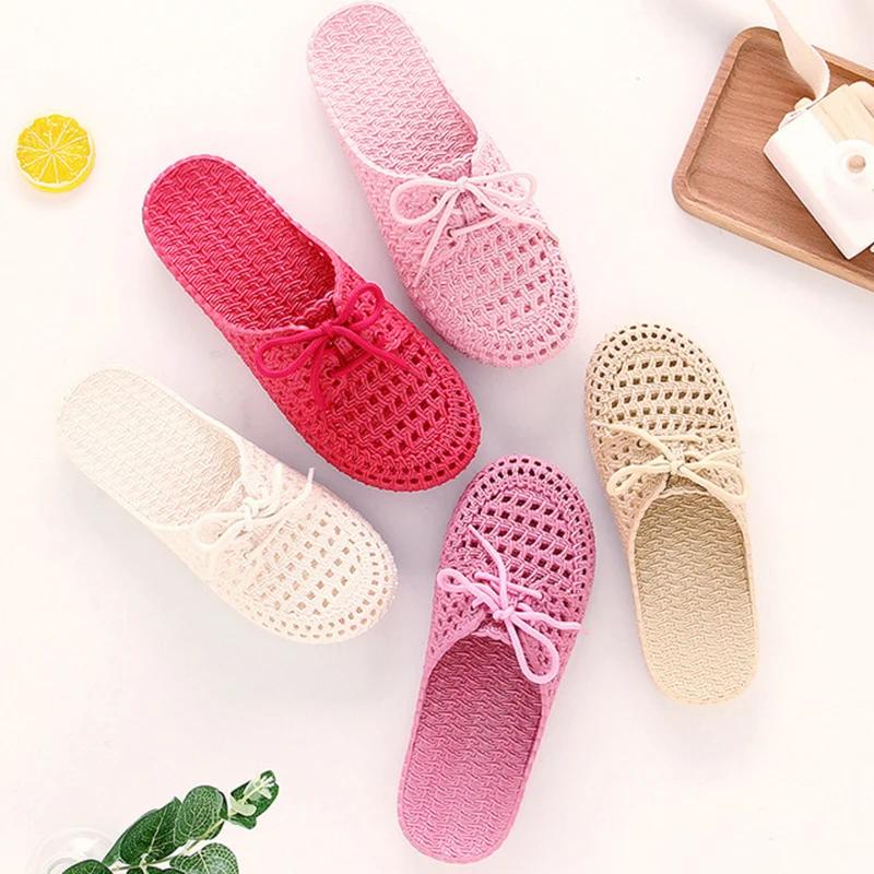 

2019 Summer Ladies Baotou Slippers With Hollow Fashion Soft Bottom Hole Shoes Women Wear Beach Sandals And Slippers