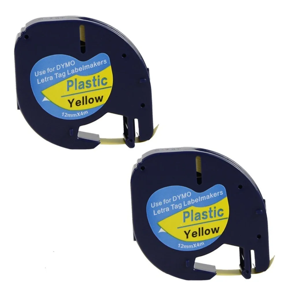 

Бесплатная доставка 10 шт клейкая лента DYMO 91202, этикетировочные машины letratag, черные на желтом пластиковом лейблом ленты для принтер для этикеток DYMO