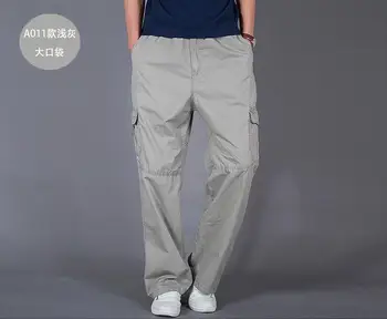

Man Spring Plus Size Safari Pants Male Summer Oversized Thin 100% Cotton Straight Trousers Men Autumn Breathable Loose Capris