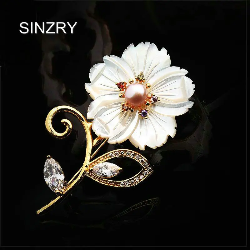 

SINZRY luxury Natural shell DIY flower brooch pin lady rhinestone brooches scarf accessory fashionable jewelry gift