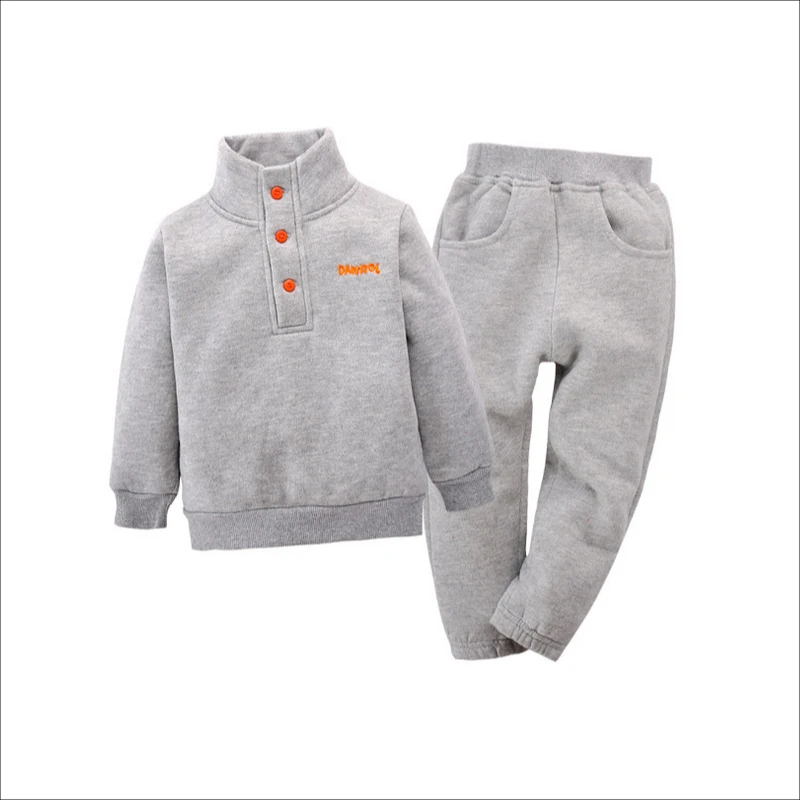 Комплект для детей от 1 до 4 лет толстовка из флиса+ брюки Весна-осень-зима спортивная одежда для мальчиков и девочек детская одежда - Цвет: Grey