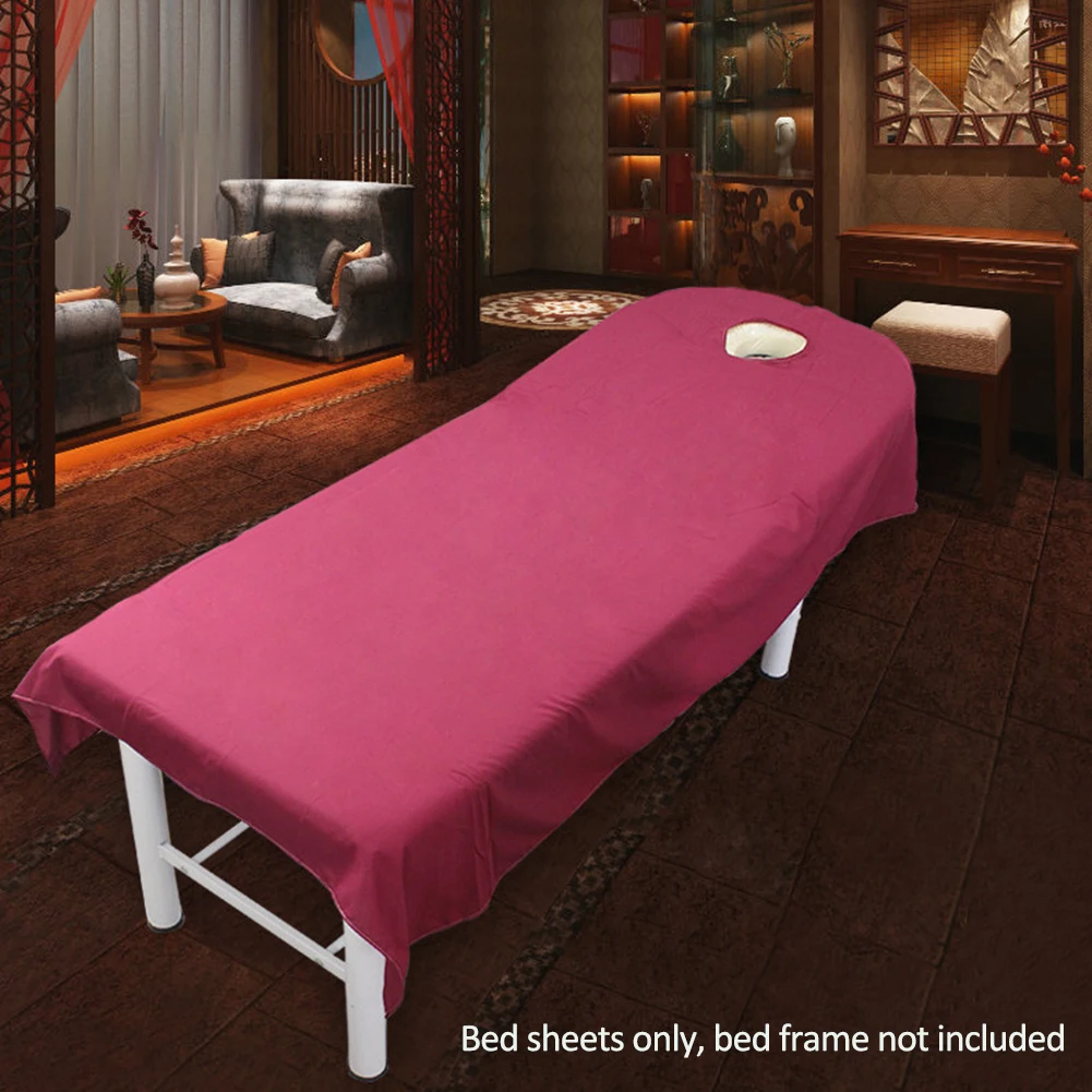 Beauty Bedsheet Cosmetic Salon Sheets Massage Treatment Soft Sheets Spa SPA Bed Table Cover Sheets with Hole(80cmx190cm - Цвет: Red