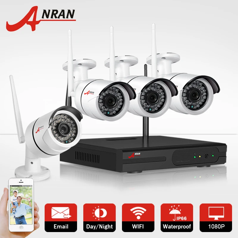 1080P WIFI NVR CCTV System HD Night Vision Outdoor Security IP Camera Wireless Video Surveillance Kit 2TB HDD Remote Viewing