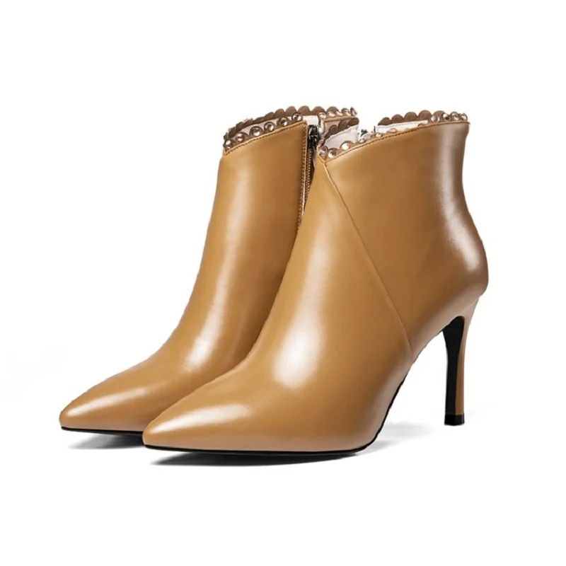 

2019 new trend European and American high-heeled fashion women's booties yellow 0228