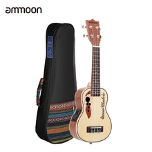 Ammoon – Ukulele acoustique en épicéa de 21 pouces, avec micro EQ intégré, avec sac de 21 pouces, Kit de haute qualité
