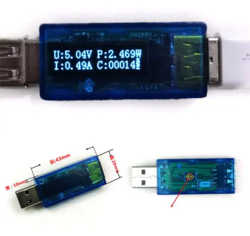 Цифровой USB тестер на органических светодиодах измеритель емкости и напряжения