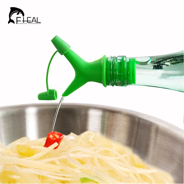 FHEAL 1pc Double Oil Bottle Mouth Stopper Sauce Bottles Nozzle Caps Wine Stopper Pour The Liquid Guiding Device Kitchen Tools