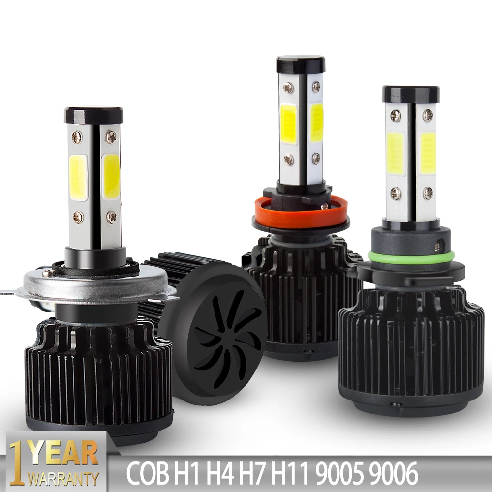 

2PCs 4 Sides H7 Led Car Far Headlight H4 H8 H11 Led Bulbs HB4 HB3 H13 COB 100W 6500K 12V White Auto Lights Headlamp Nebbia #2