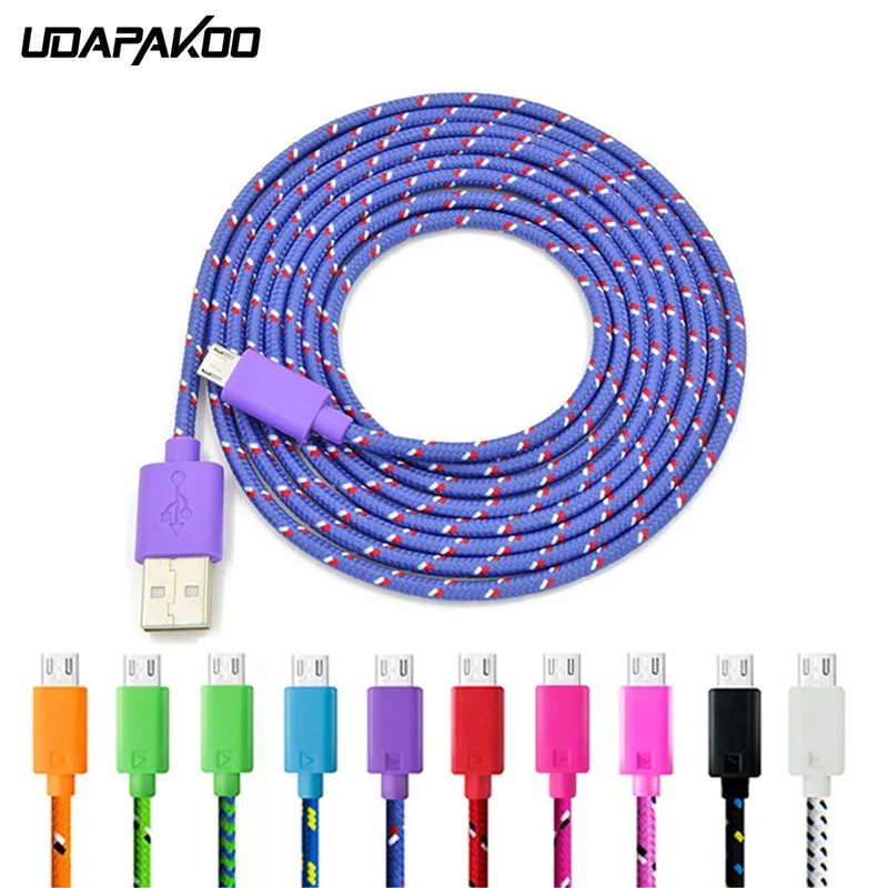 

20cm/1M/2M/3M Braid nylon Wire for iphone 5 6 6S 7 8 Micro USB Sync Charger Cord for samsung s2/s3 j4/j6/j7 Redmi 6 6a note 5 5a