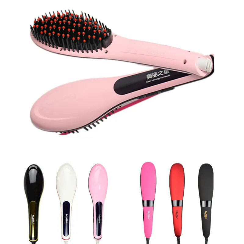 Original Brush Hair Straightener Comb Automatic LCD Temperature Control Paddle Brush Hair