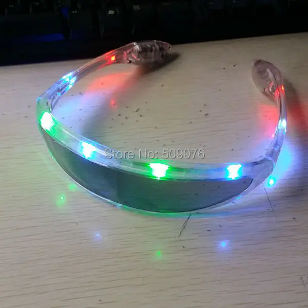 

Free shipping 2pcs/lot transparent LED Flashing Light Up Eyeglasses space glasses for DJ/Party/Christmas Supplies