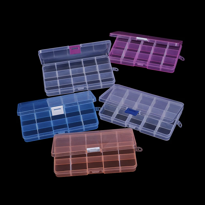 1pc 15 Grids Slots Tools Packaging Box Portable Practical Diy Electronic Spare Storage Screw Jewelry Tool Case Wholesale