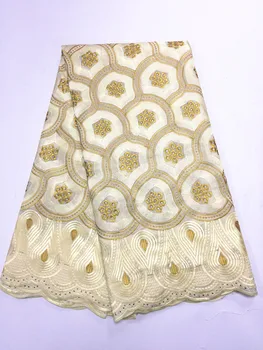

2017 New Design Voile African lace fabric Wholesale high quality African Swiss embroidery voile lace fabric with stones