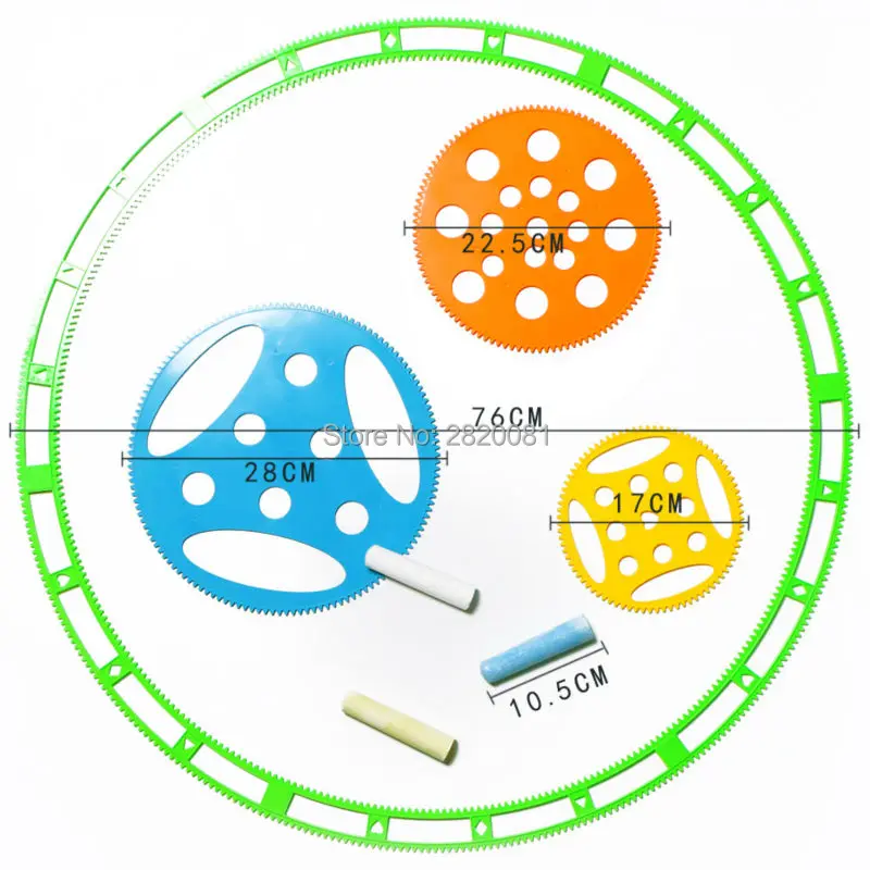 Комплект спирографа большого размера на открытом воздухе/в помещении, 9 трафаретов и 3 мела, рисование спиральными дизайнами, студия художника для всех детей