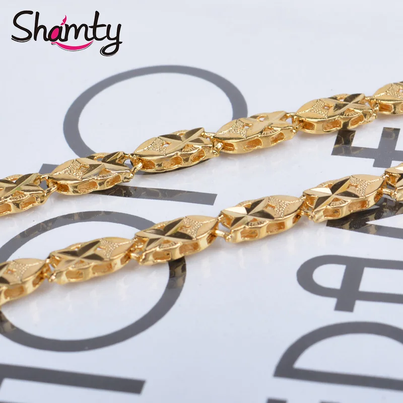 Shamty новая очаровательная цепочка из чистого золота, ювелирное изделие, Мужская цепочка, украшения ожерелье цепочка L12, высокое качество