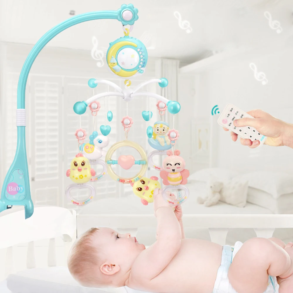 Детские игрушки 0-12 месяцев, музыкальные погремушки, кроватка, мобильная кроватка, детская кроватка, кровать, колокольчики, музыкальная шкатулка, проектор, развивающие игрушки для новорожденных