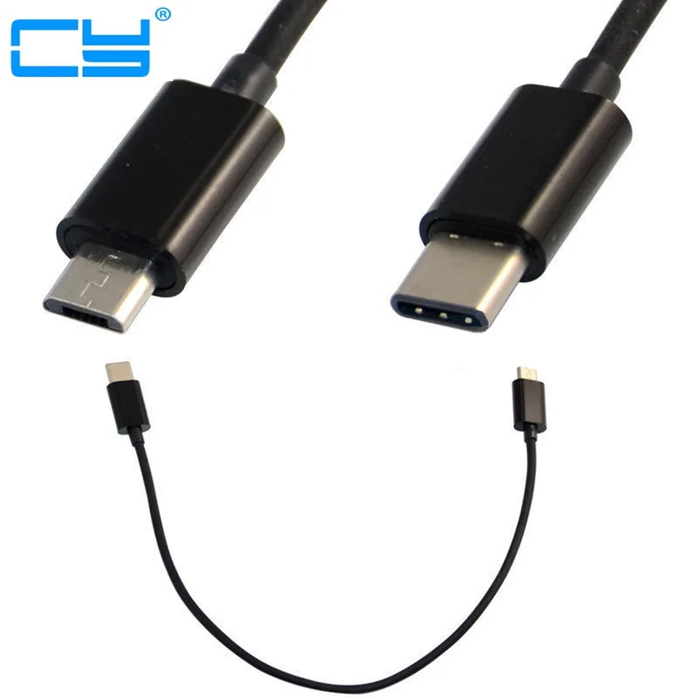 USB2.0 Micro USB мужчина к USB-C USB3.1 Type-C Мужской кабель 0.25 м 25 см