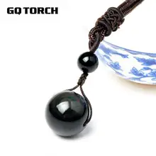 font b Necklaces b font Pendants Natural Stone For Women and Men Black Obsidian Rainbow