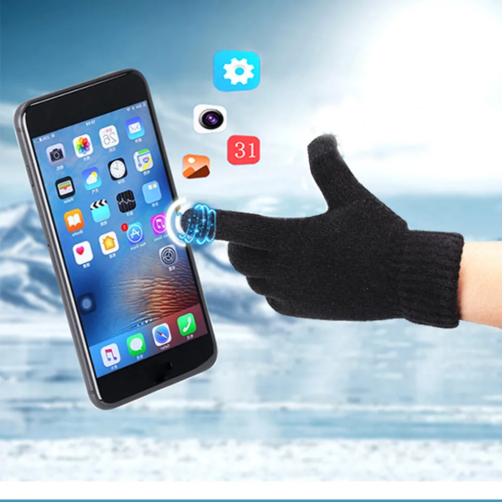 

Men Winter Gloves Soft Winter Touch Screen Glove daily wearing Texting Cap Active Smart Phone Knit Touch Glove Handschoenen#0.95