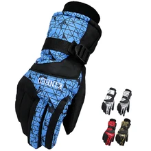 Зимние лыжные перчатки, парные спортивные теплые ветрозащитные перчатки с принтом для мужчин и женщин, перчатки для сноуборда, перчатки для катания на лыжах