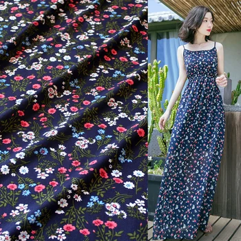 

Flower printed fabric meter 145 cm non-perspective chiffon fabric material soft scarf dress polyester fabric child fabrics