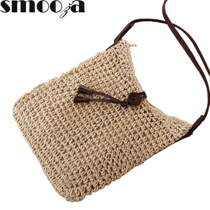 

SMOOZA Boho Style Small Straw Bag Summer Handmade 2018 New Fashion Braid Shoulder CrossBody Bag Elegant Ladies Women Beach