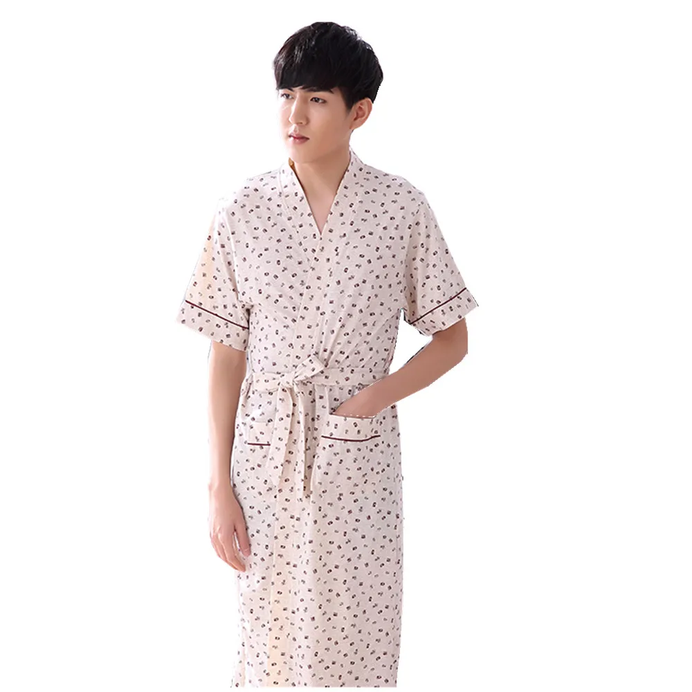 Plus size Summer male robe cotton thin Robes For Mens Sleepwear robe