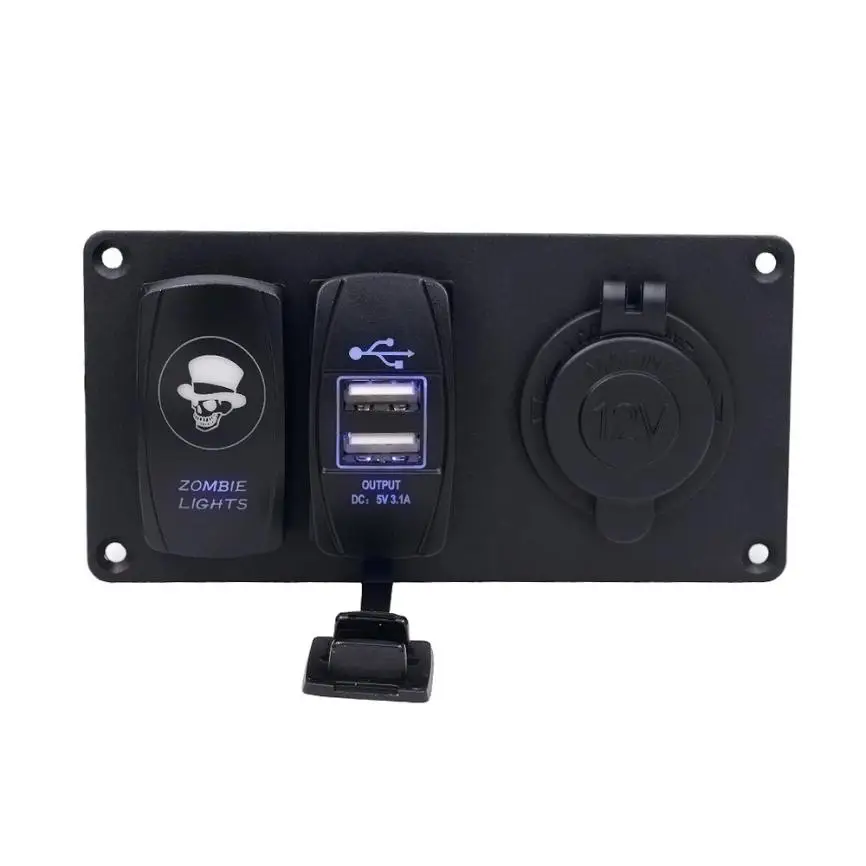 Wupp Car Auto Panel Switches Boat Marine Aluminum Switch Board USB