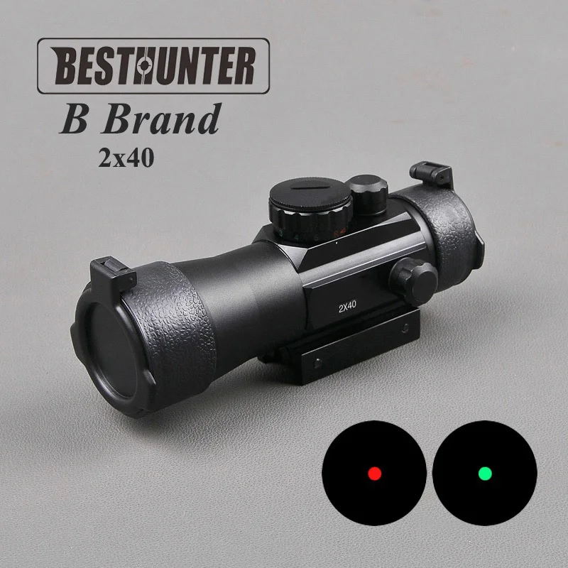 

B Brand 2X40 Green Red Dot Sight Scope Tactical Optics Riflescope Fit 11/20mm rail Rifle Scopes for Hunting Scope