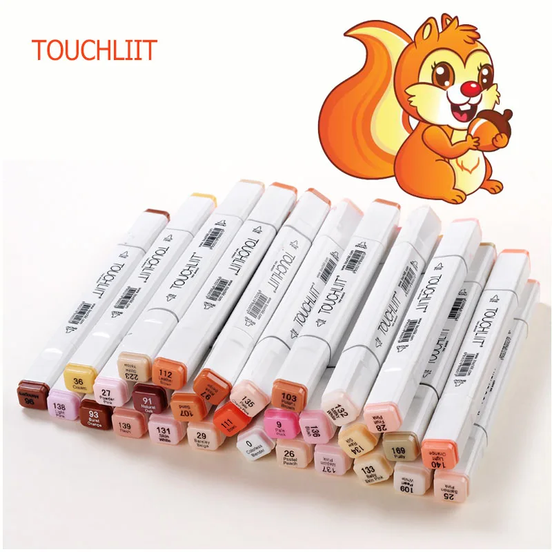 

TOUCHLIIT Skin Color Marker Pen Set Alcohol Oily Pen Anime 30 color POP Hand-Painted Double Head Student Art Painting Pen
