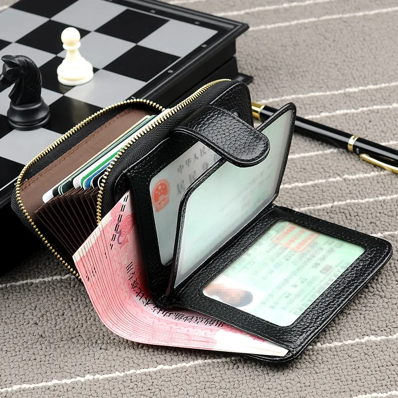 

Zipper Real Leather Vintage Wallets for Men Women Cowhide Short Wallet Coin Purse Pockets Mini Wallet Card Holders