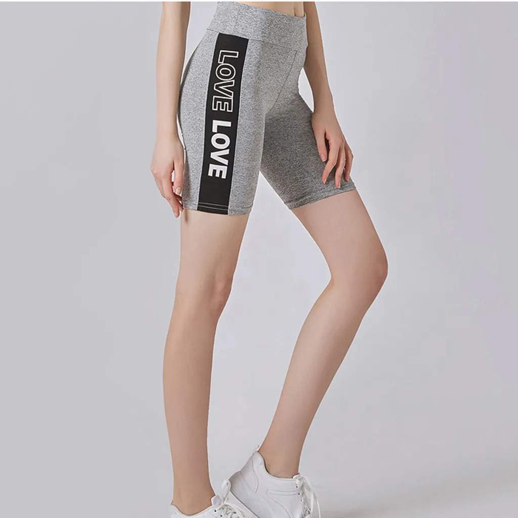 

JAYCOSIN 2019 New Summer Women Shorts Long Sports Cycling Slim Art Letter Patchwork Skinny Biker Gym Workout High Waist 90518